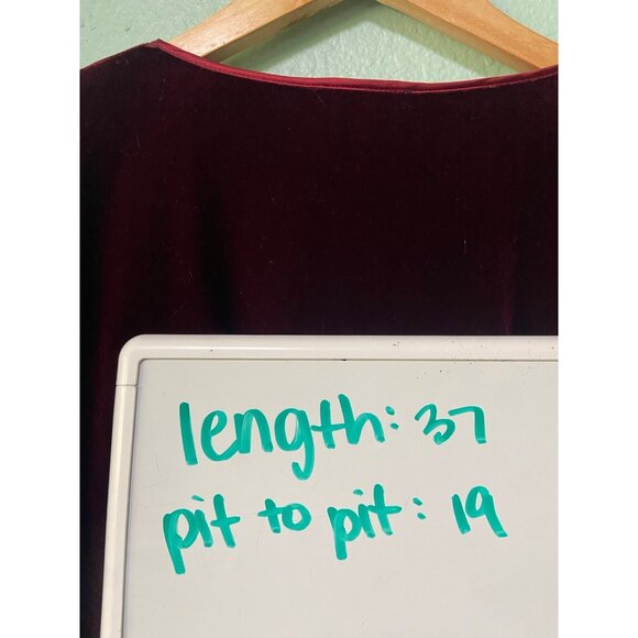 Vintage The Territory Ahead Women's Red Maroon Velvet Long Sleeve Midi Dress Med - Picture 8 of 8